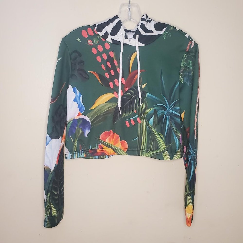 Joy by Mikaela Pabon 2 Pc Green Floral Leaf Athletic Hoodie  Set Sz S